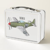 Abbildung des militärischen Flugzeug Cartoon Metall Brotdose (Rückseite)