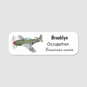 Abbildung des militärischen Flugzeug Cartoon Namensschild