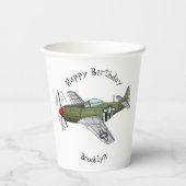 Abbildung des militärischen Flugzeug Cartoon Pappbecher (Rückseite)