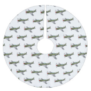 Abbildung des militärischen Flugzeug Cartoon Polyester Weihnachtsbaumdecke