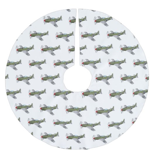 Abbildung des militärischen Flugzeug Cartoon Polyester Weihnachtsbaumdecke (Vorderseite)