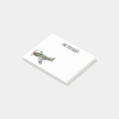 Abbildung des militärischen Flugzeug Cartoon Post-it Klebezettel (angewinkelt)