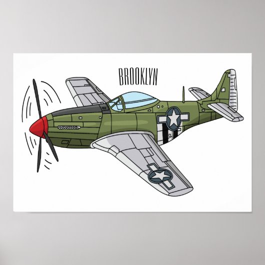 Abbildung des militärischen Flugzeug Cartoon Poster (Vorne)