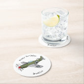 Abbildung des militärischen Flugzeug Cartoon Runder Pappuntersetzer (Vor Ort)