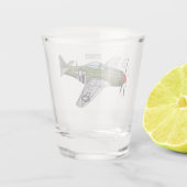 Abbildung des militärischen Flugzeug Cartoon Schnapsglas (Rückseite)