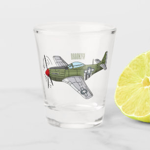 Abbildung des militärischen Flugzeug Cartoon Schnapsglas