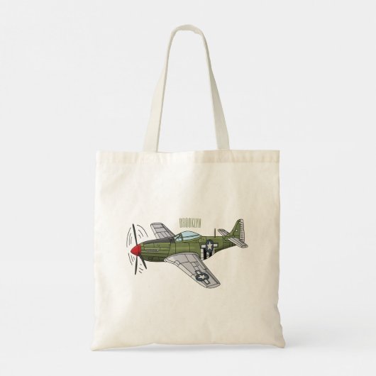 Abbildung des militärischen Flugzeug Cartoon Tragetasche (Rückseite)