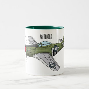 Abbildung des militärischen Flugzeug Cartoon Zweifarbige Tasse