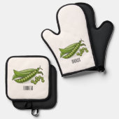 Abbildung des Pea-Cartoon Ofenhandschuh & Topflappen-Set (Vorderseite/Rückseite)