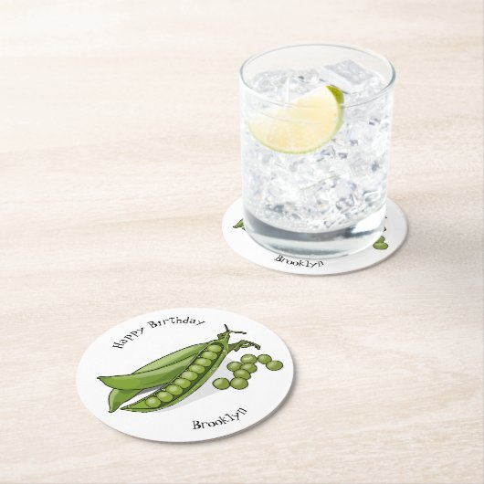 Abbildung des Pea-Cartoon Runder Pappuntersetzer (Vor Ort)