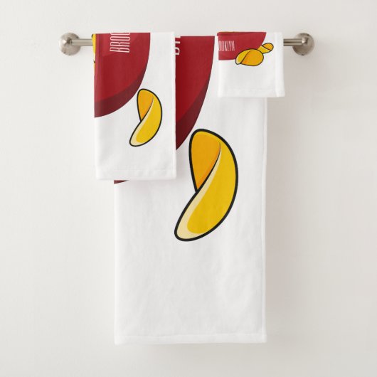 Abbildung des Potato-Chip-Cartoon Badhandtuch Set (Insitu)