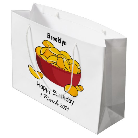 Abbildung des Potato-Chip-Cartoon Große Geschenktüte (Rückseite Schrägansicht)