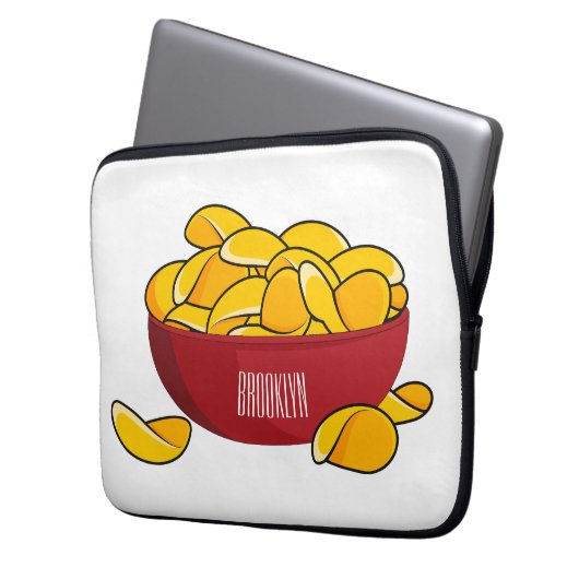 Abbildung des Potato-Chip-Cartoon Laptopschutzhülle (Vorderseite Links)