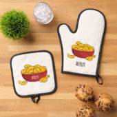 Abbildung des Potato-Chip-Cartoon Ofenhandschuh & Topflappen-Set (Oben Unten)