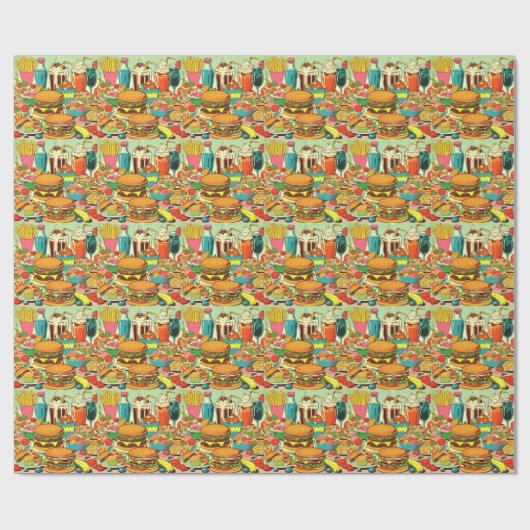 Abbildung des Retro Food Comic Geschenkpapier (Flach)