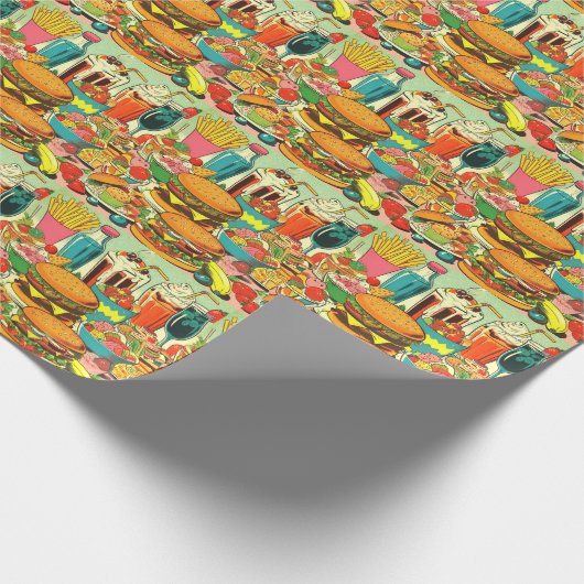 Abbildung des Retro Food Comic Geschenkpapier (Ecke)