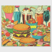 Abbildung des Retro Food Comic Geschenkpapier (Flach)