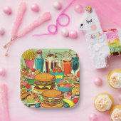 Abbildung des Retro Food Comic Pappteller (Party)