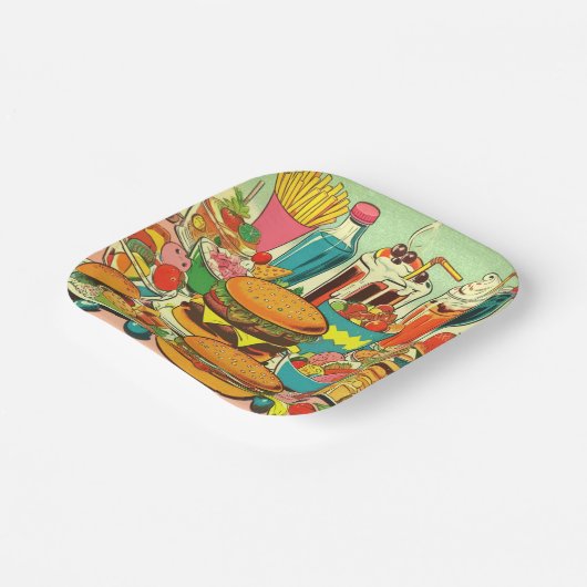 Abbildung des Retro Food Comic Pappteller (Gewinkelt)