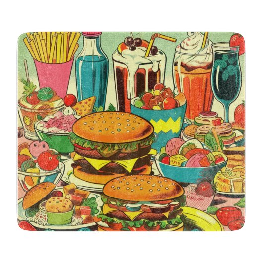 Abbildung des Retro Food Comic Schneidebrett (Vorderseite)