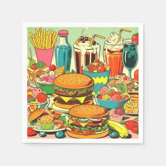 Abbildung des Retro Food Comic Serviette (Vorderseite)