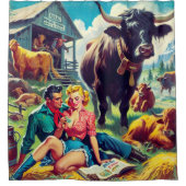 Abbildung des Retro-Länderkopfes Duschvorhang (Vorderseite)