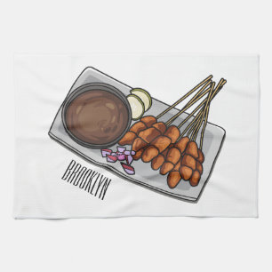 Abbildung des Satay-Cartoon Geschirrtuch