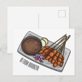 Abbildung des Satay-Cartoon Postkarte (Vorne/Hinten)