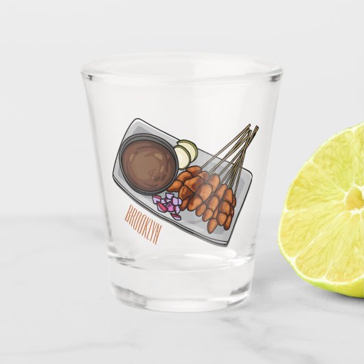 Abbildung des Satay-Cartoon Schnapsglas (Vorderseite)
