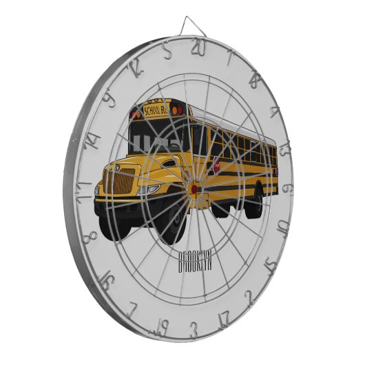 Abbildung des Schulbus-Cartoon Dartscheibe (Vorderseite Links)