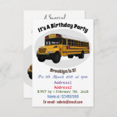 Abbildung des Schulbus-Cartoon Einladung (Vorne/Hinten)