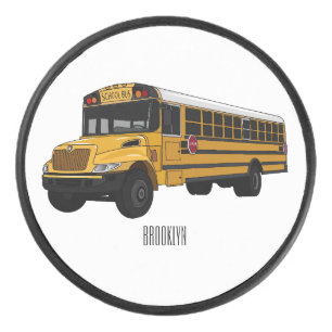 Abbildung des Schulbus-Cartoon Eishockey Puck