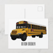 Abbildung des Schulbus-Cartoon Postkarte (Vorne/Hinten)