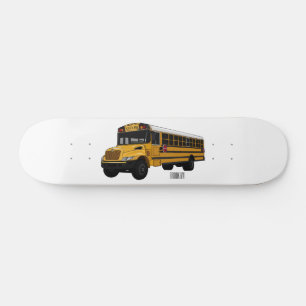 Abbildung des Schulbus-Cartoon Skateboard
