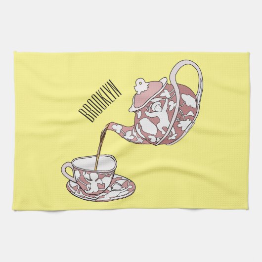 Abbildung des Teacup-Set-Cartoon Geschirrtuch (Horizontal)