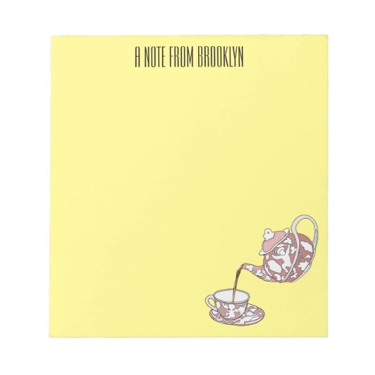 Abbildung des Teacup-Set-Cartoon Notizblock (Vorderseite)