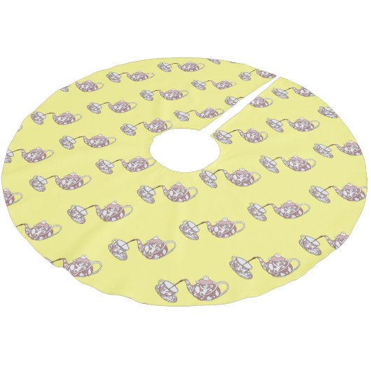 Abbildung des Teacup-Set-Cartoon Polyester Weihnachtsbaumdecke (Schrägansicht)