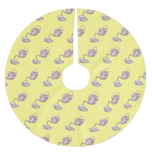 Abbildung des Teacup-Set-Cartoon Polyester Weihnachtsbaumdecke (Vorderseite)