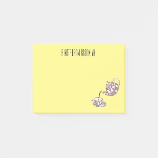 Abbildung des Teacup-Set-Cartoon Post-it Klebezettel (Vorderseite)