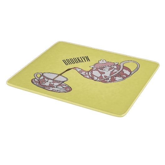 Abbildung des Teacup-Set-Cartoon Schneidebrett (Ecke)