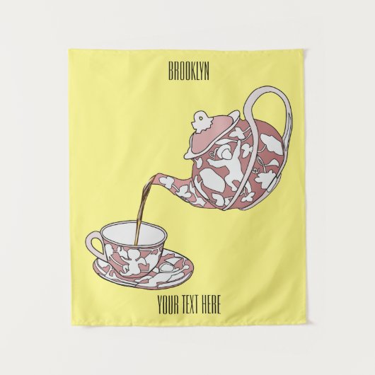 Abbildung des Teacup-Set-Cartoon Wandteppich (Vorderseite)
