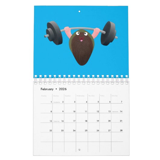 Abbildung des tierischen Cartoon Kalender (Feb 2026)