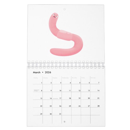 Abbildung des tierischen Cartoon Kalender (Mär 2026)