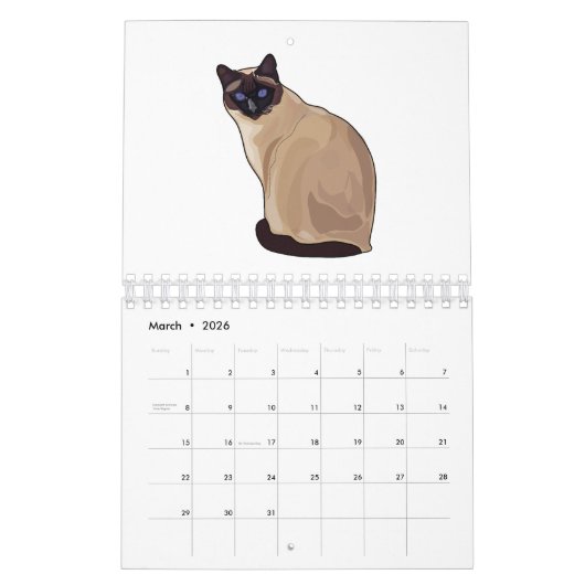 Abbildung des tierischen Cartoon Kalender (Mär 2026)