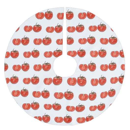 Abbildung des Tomaten-Cartoon Polyester Weihnachtsbaumdecke (Vorderseite)