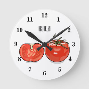 Abbildung des Tomaten-Cartoon Runde Wanduhr