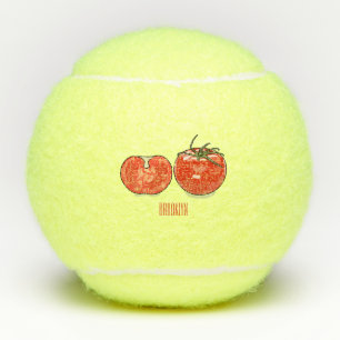 Abbildung des Tomaten-Cartoon Tennisbälle