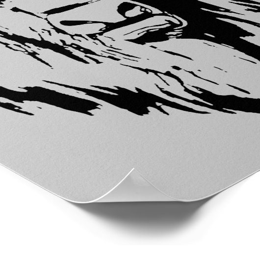 Abbildung eines Büffelkopfes in Schwarz-Weiß Poster (Ecke)