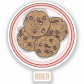 Abbildung eines Chocolate Chip Cookie Cartoon Aufkleber (Vorderseite)
