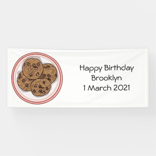 Abbildung eines Chocolate Chip Cookie Cartoon Banner (Horizontal)